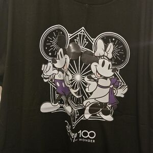 Disney Black T-Shirt with Mickey and Minnie in Purple Accents